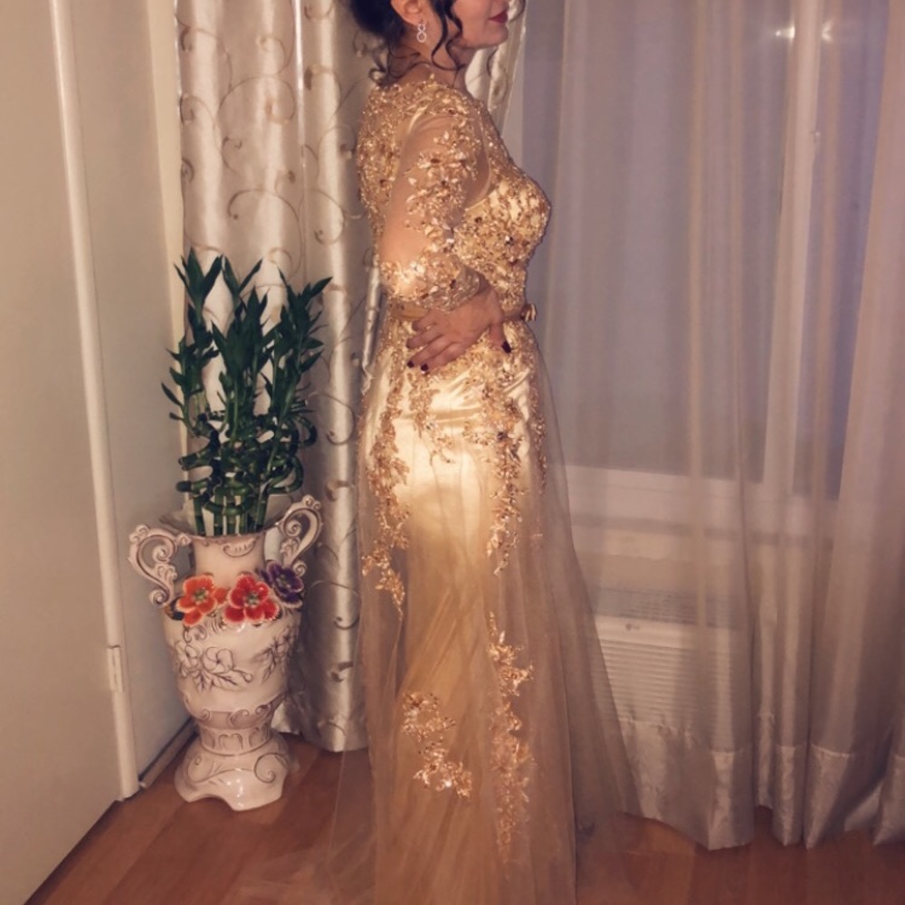 ‘Meier’Women's Illusion Long Sleeve Formal Dress